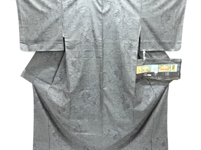 窪田織物製　寺院風景模様織り出し本場泥大島紬着物(9マルキ)